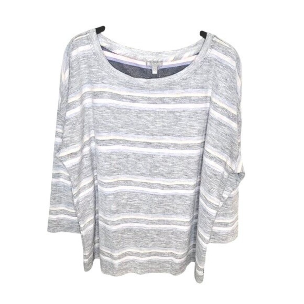 T by Talbots Button Back Colorful‎ Striped Top XL - Picture 4 of 7